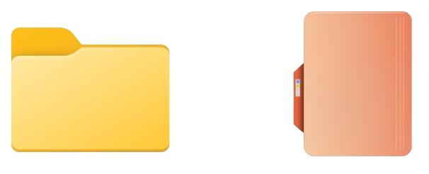 A Windows folder shown before and after being customized with CustomFolder