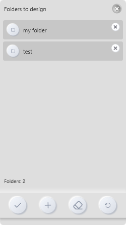 The multi-folder panel with several folders listed and the Apply, Remove and Clear buttons