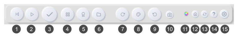 The top toolbar in detail, with each control identified
