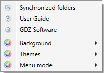 The window context menu expanded, showing the Background, Themes and Menu mode submenus